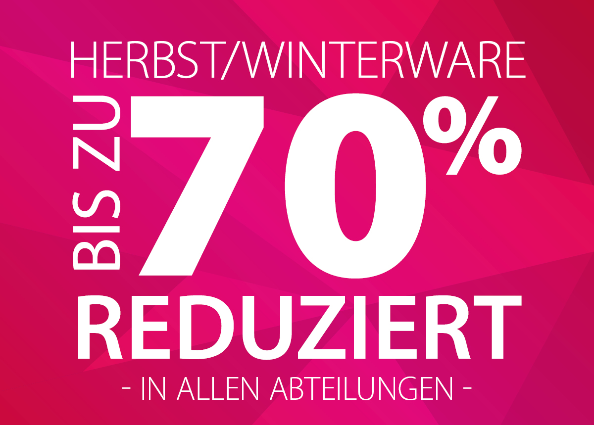 Bis zu 70% reduziert